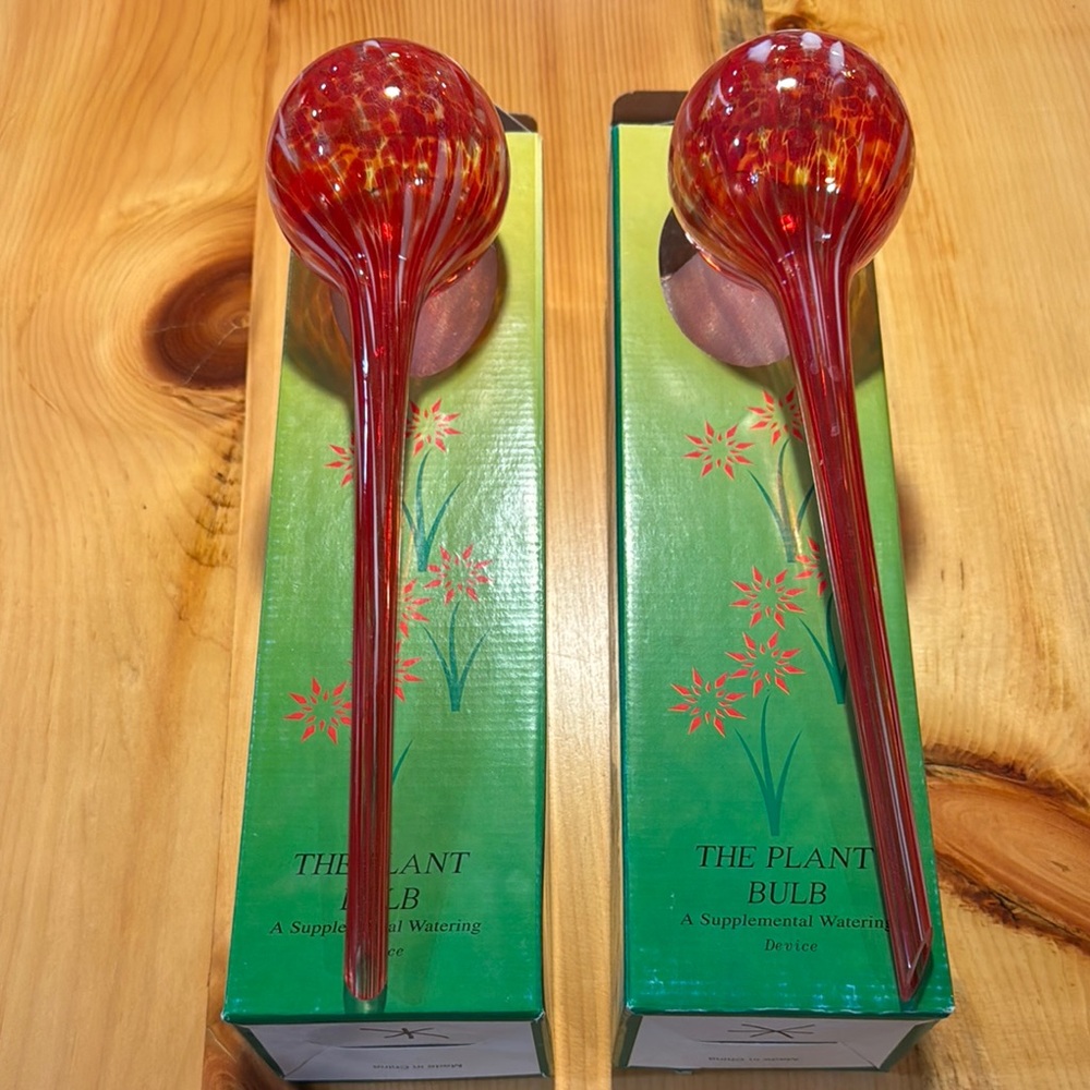 Red Glass Plant Watering Bulb